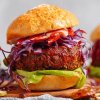 AMAZING BBQ Black Bean Burgers! 10 wholesome ingredients, BIG flavor, so satisfying #vegan #glutenfree #burger #plantbased #recipe #minimalistbaker