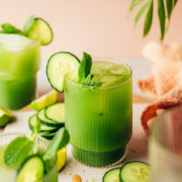 Glasses filled with our cucumber lime agua fresca recipe