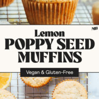 Side and overhead views of our vegan gluten-free lemon poppy seed muffins